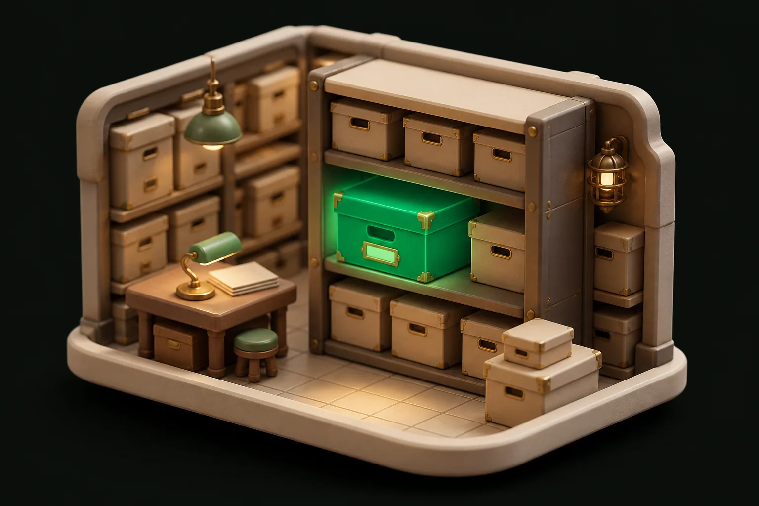 Close on the glowing box, the box that answers